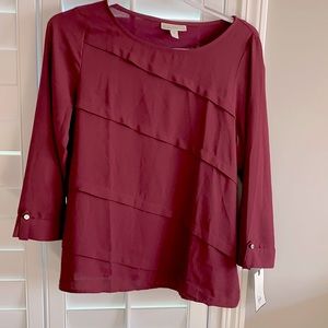 NWT Dana Buchman M Long Sleeve Diagonal Pleated